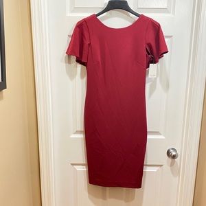 Calvin Klein burgundy sheath dress.